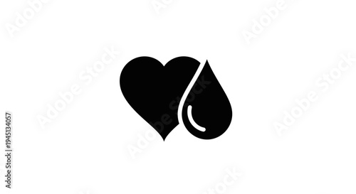 Heart and Blood Drop Icon - Medical Health Care and Donation Symbol
