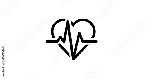 Heartbeat line inside a heart shape, medical health and cardiology icon
