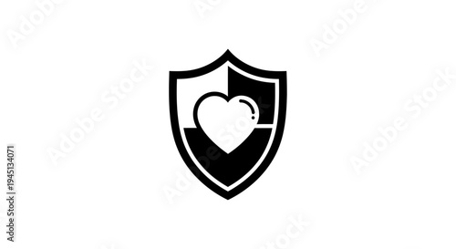Heart Shield Icon for Health Protection and Medical Security