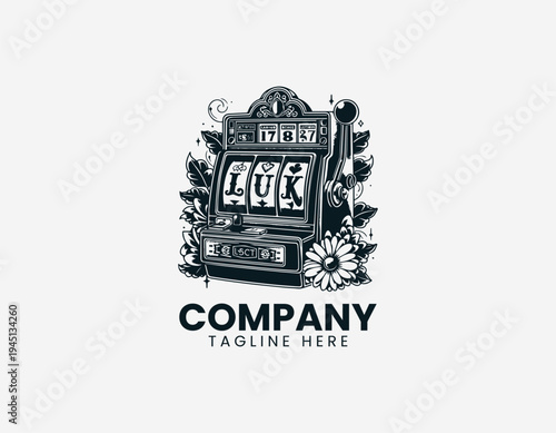 The vintage slot machine tattoo illustration shows a lucky gambling theme artistic