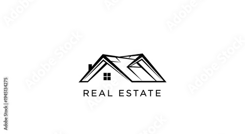 Minimalist Real Estate Logo Design with Stylized House Icon and Text