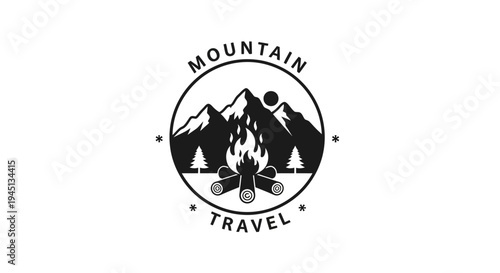 Mountain Travel Campfire Logo Emblem