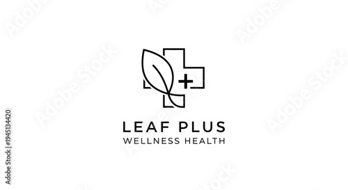 Natural Leaf and Cross Plus Logo for Wellness and Health Concepts