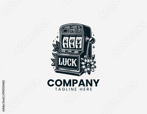 The vintage slot machine tattoo illustration shows a lucky gambling theme artistic