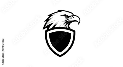 Powerful Eagle Head Mascot with Protective Shield Logo Design