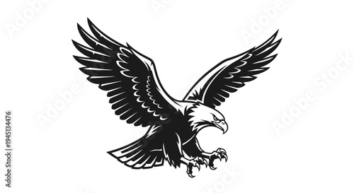 Powerful Flying Eagle Illustration with Spread Wings and Fierce Talons