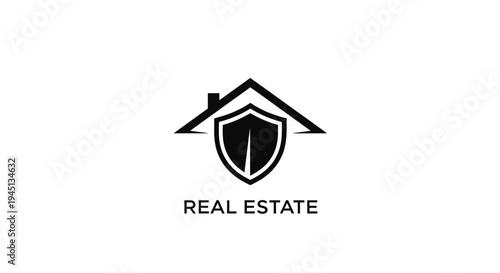 Real Estate Home Protection Logo - House and Shield Security Symbol