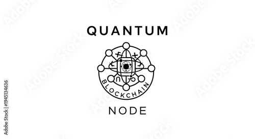 Quantum Blockchain Node Logo for Future Technology and Digital Network Concepts