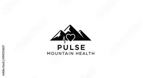 Pulse Mountain Health Logo with Heartbeat and Mountain Peaks Design