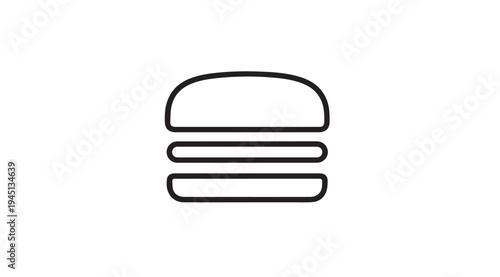 Burger Icon Outline Simple Food Symbol Minimalist Line Art