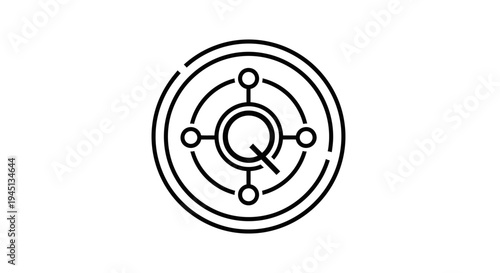 Quantum technology network icon, data analysis and connection symbol
