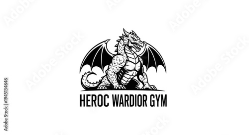 Powerful Winged Dragon Gym Logo for Fitness and Strength Training
