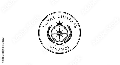 Royal Compass Finance Logo Emblem with Crown and Laurel Wreaths