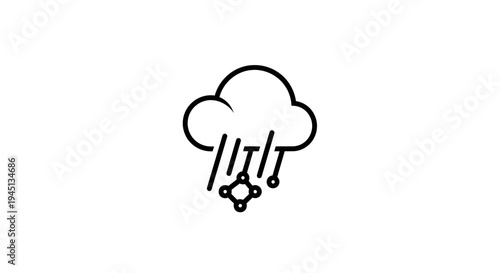 Snow Cloud Weather Forecast Line Icon