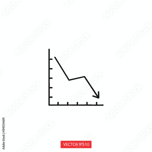 Minimalist line graph showing a downward trend with an arrow pointing down