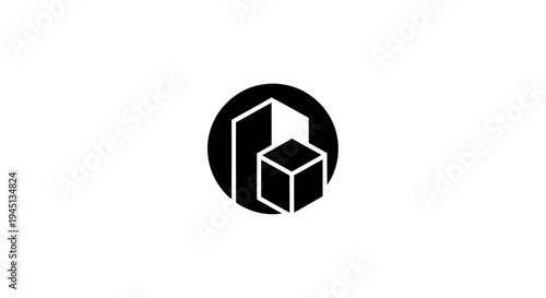 Abstract Geometric Cityscape Logo Icon Design in Black and White