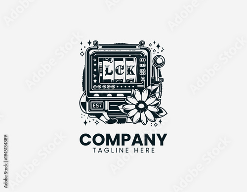 The vintage slot machine tattoo illustration shows a lucky gambling theme artistic