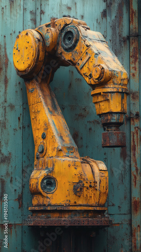 Create a aged machinery depiction of a robotic
