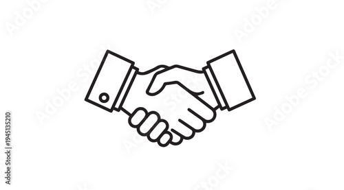 Business handshake icon partnership agreement deal closing simple line art illustration