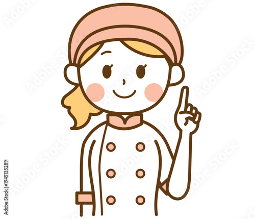 ポイントを説明するパン屋の女性スタッフのイラスト
