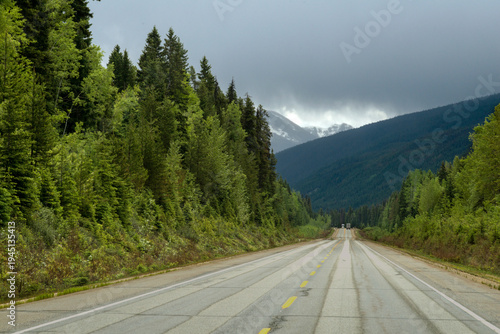 Canada, BC, Valemont.  Trans Canada Highway 16 entering Mt Robson National Park in the Canadian Rockies.