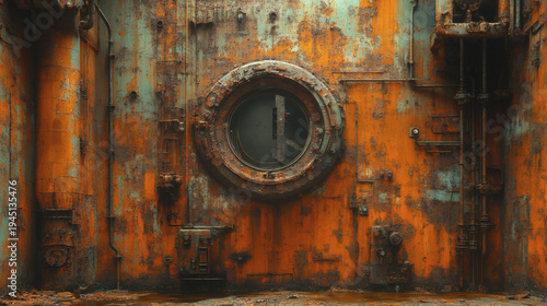 Create a aged machinery depiction of a robotic