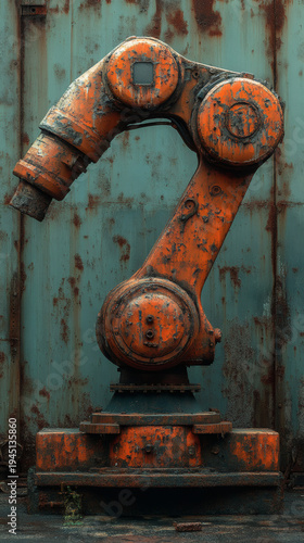 Create a aged machinery depiction of a robotic