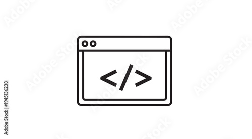 Computer Window Displaying Code Tags Symbol Internet Browser Interface Element Web Development Icon