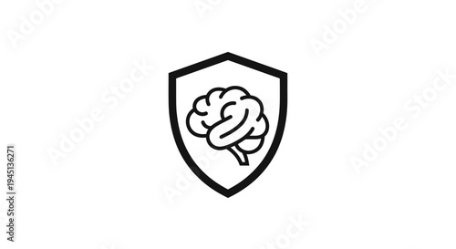 Brain Protection Shield Icon for Mental Health and Intellectual Property Security