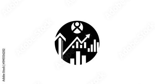 Business Growth Analytics Icon: Financial Data, Market Trends, and Success Strategy