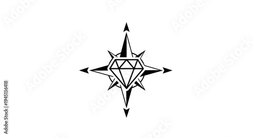 Diamond Compass Rose Symbol for Precious Guidance and Luxury Navigation