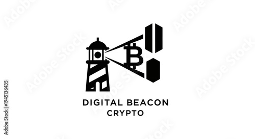 Digital Beacon Crypto Logo: Lighthouse Guiding Bitcoin and Blockchain Technology