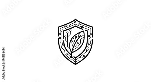 Digital Security and Eco-Friendly Technology Shield Logo Design