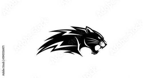 Dynamic Black Panther Head Logo Design - Fierce Wildcat Mascot Emblem