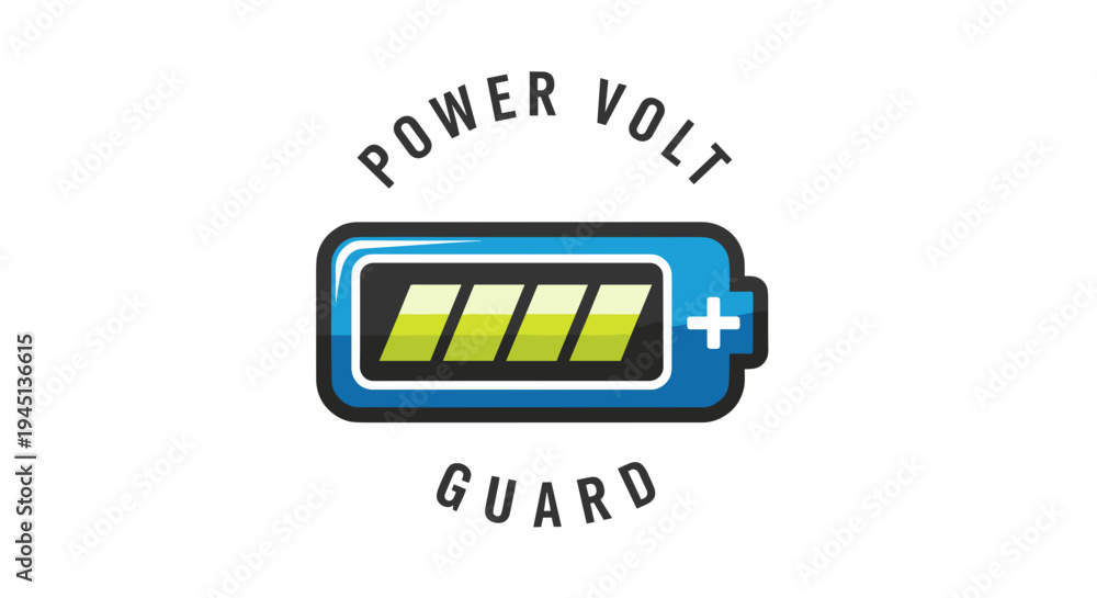 Fototapeta premium Battery icon with power volt guard.