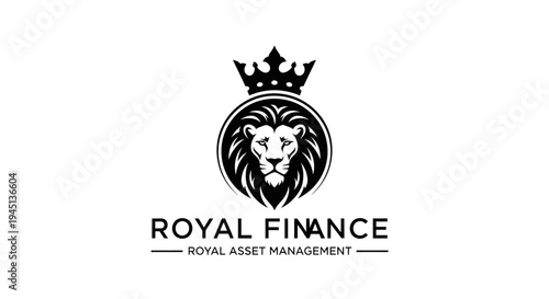 Elegant Royal Finance logo featuring a majestic lion head with a crown for asset management.