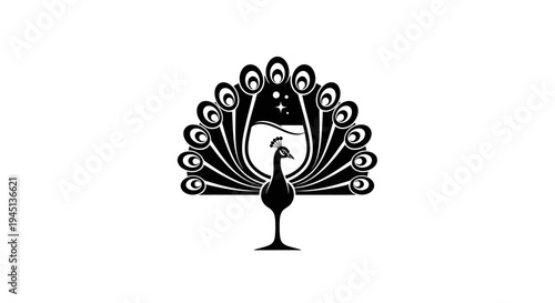 Elegant Peacock Wine Glass Logo Design, Luxury Drink Bar Emblem Illustration