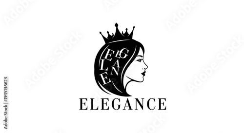 Elegant Woman Profile Logo with Crown for Beauty and Fashion Brand