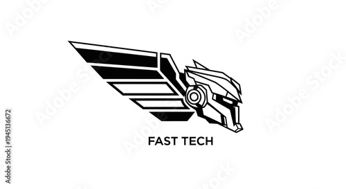 Futuristic Robotic Winged Helmet Logo for Fast Technology and Modern Innovation Brand Identity