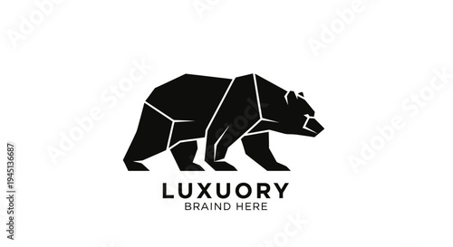 Geometric Bear Logo Design, Abstract Animal Symbol for Modern Brands