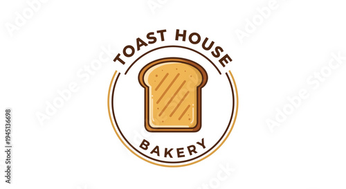 Bread logo with toast house bakery.