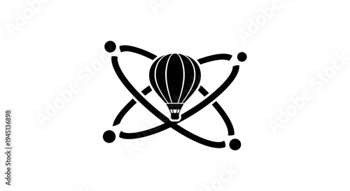 Hot Air Balloon Global Network Icon - Travel Technology Connection Symbol