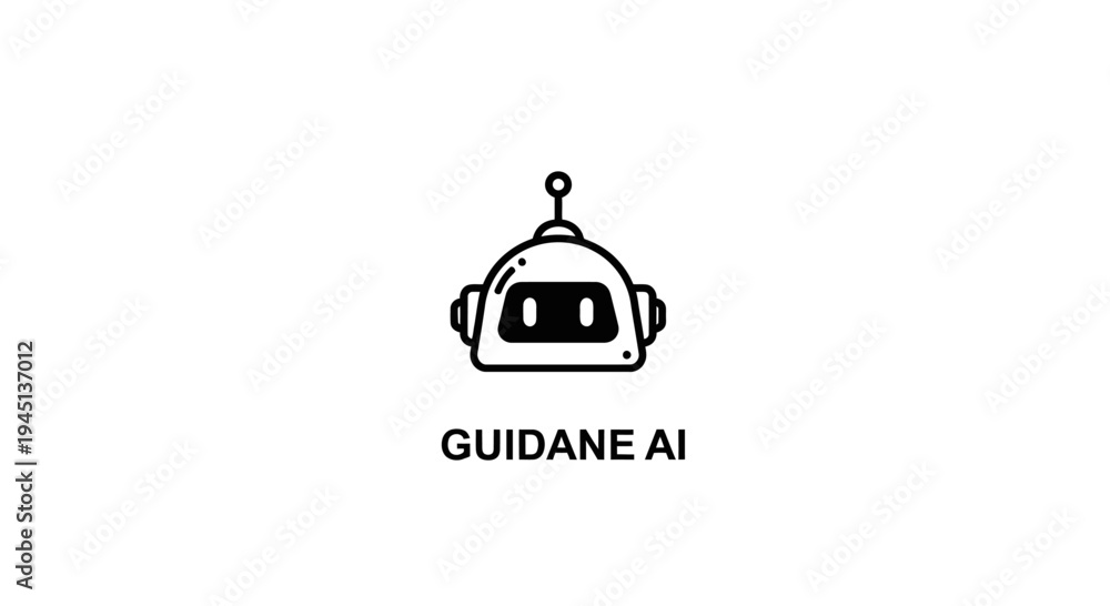 Fototapeta premium Minimalist Robot Head Icon for Artificial Intelligence and Technology