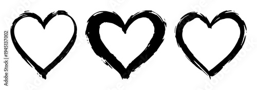 Heart set with painterly brushstroke outline on a white background featuring red, white, expressive with high-contrast and modern aesthetic