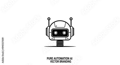 Minimalist Robot Head Icon for AI and Automation Branding - Vector Illustration
