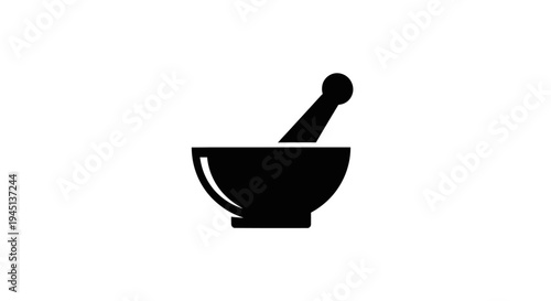 Mortar and Pestle Icon for Pharmacy and Medicine Preparation