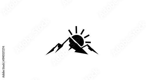 Mountain Sunrise Sunset Logo Design - Nature Adventure Travel Icon