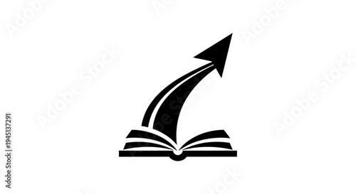 Open book with rising arrow, education and progress icon