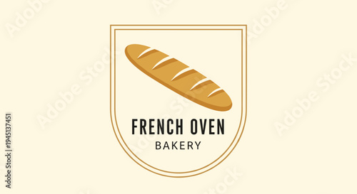 French bread bakery logo emblem sign.