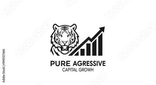 Aggressive Financial Growth Concept with Tiger and Upward Bar Chart Icon